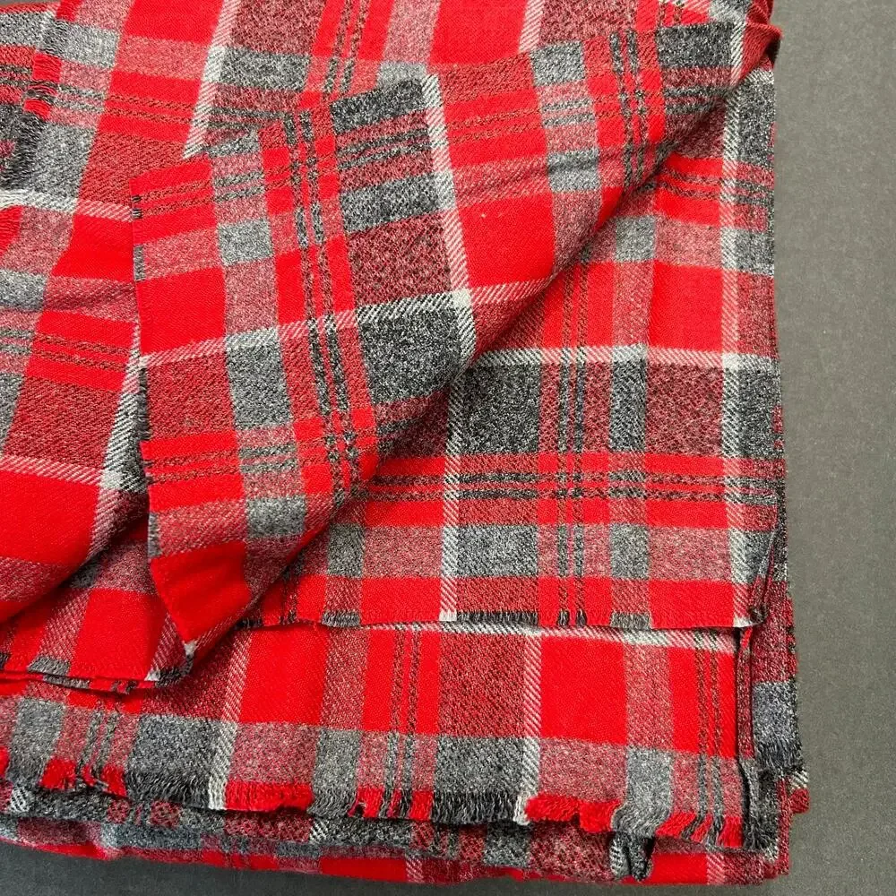 Brushed Rayon‎ Plaid Fabric Red Gray 46